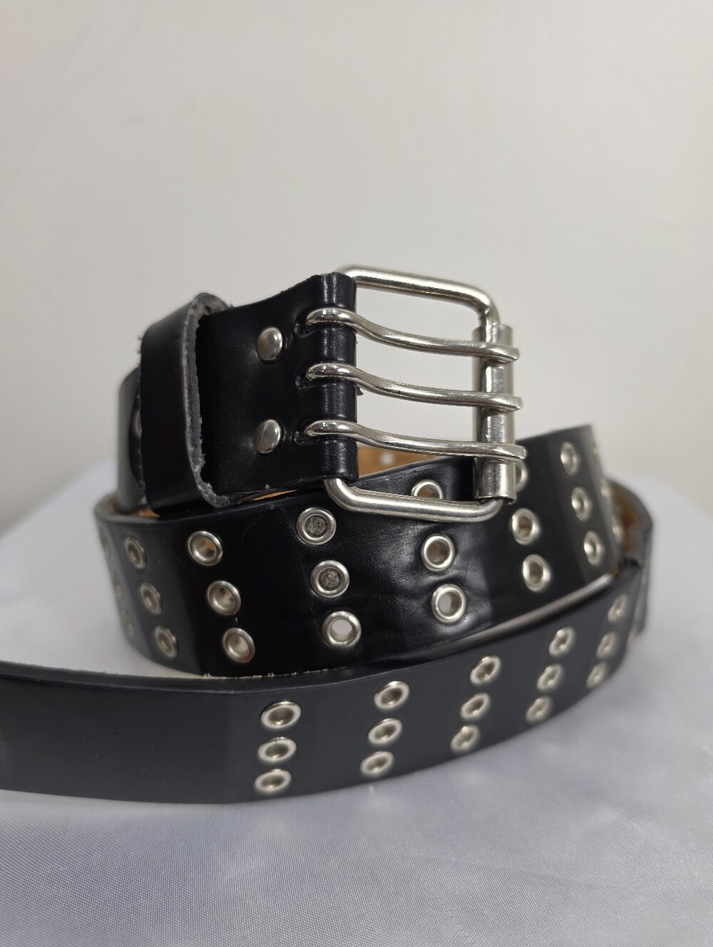 Black Triple-Prong Grommet Y2k Belt